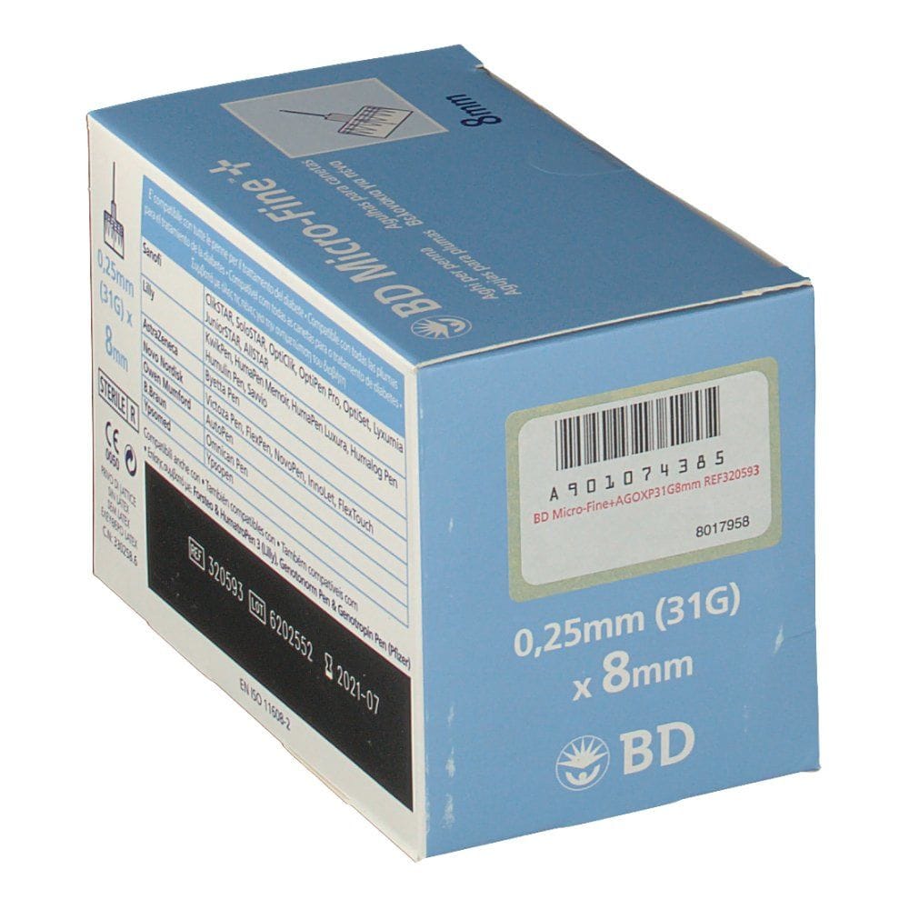Aghi per penna insulina BD Micro-Fine 31G 8mm, 100 pz