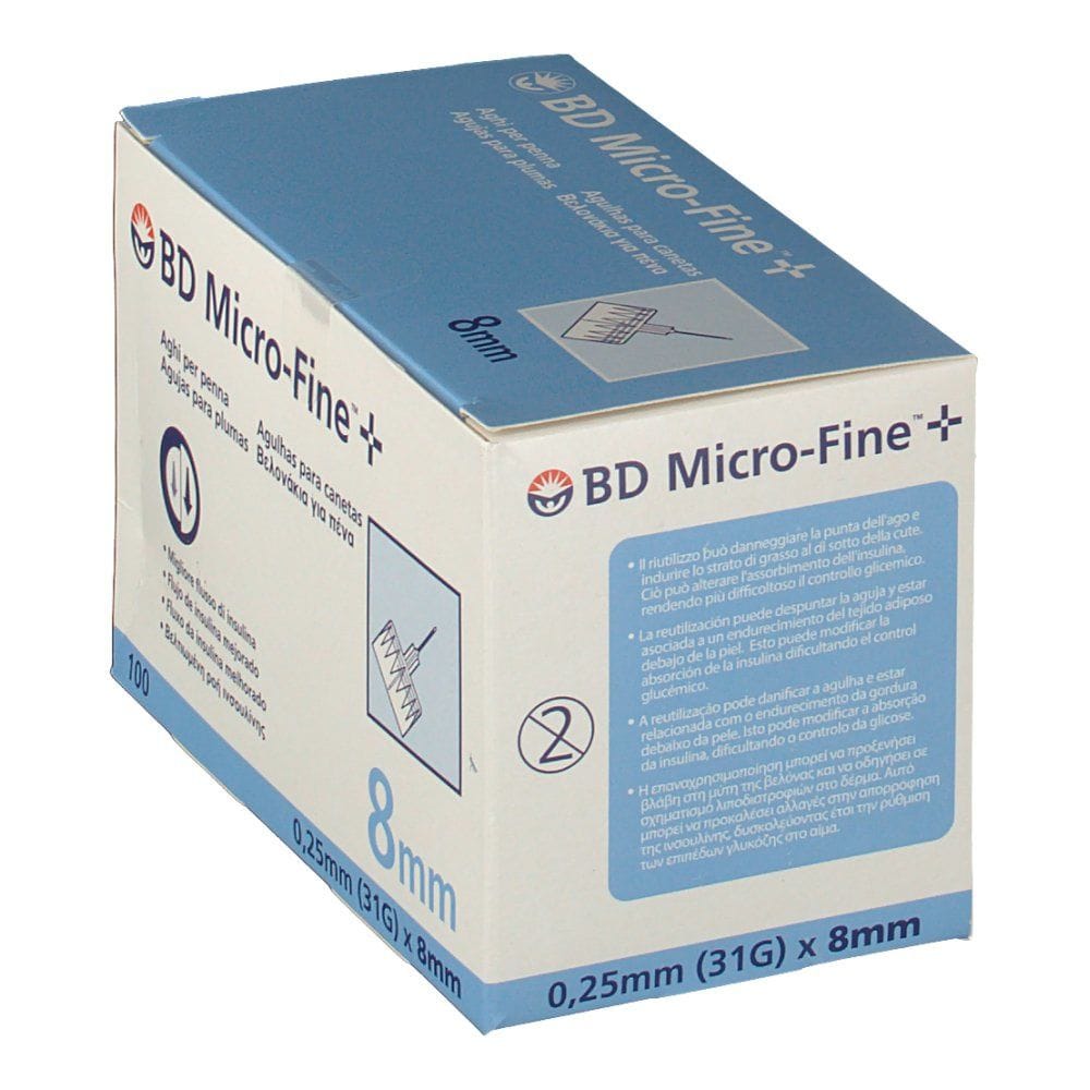 AGO PER PENNA DA INSULINA BD MICROFINE GAUGE 31 LUNGHEZZA 8 MM 100 PEZZI