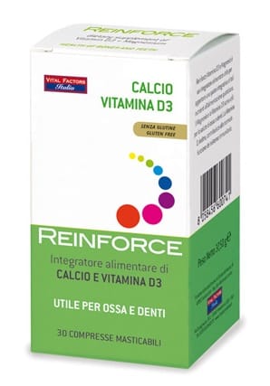 Integratore Reinforce Calcio e Vitamina D3, 30 compresse masticabili