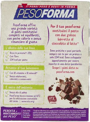PESOFORMA BARRETTA CIOCCOLATO LATTE 12 X 31 G PESOFORMA BARRETTA CIOCCOLATO LATTE 12 X 31 G