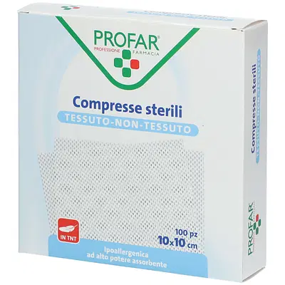 GARZA COMPRESSA TESSUTO NON TESSUTO 10X10 CM 100 PEZZI PROFAR GARZA COMPRESSA TESSUTO NON TESSUTO 10X10 CM 100 PEZZI PROFAR