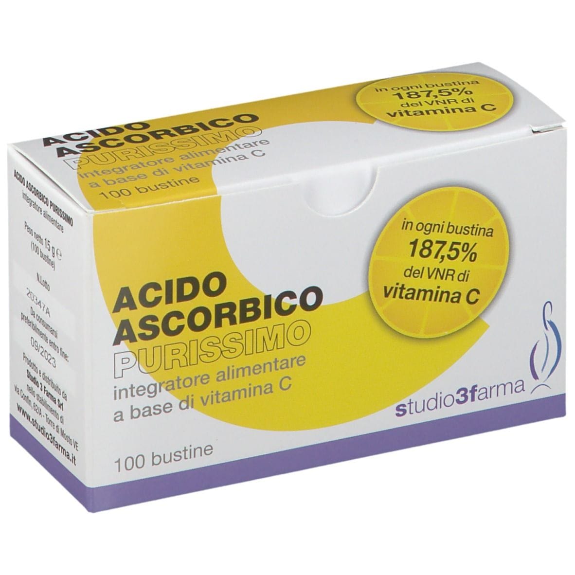 Integratore Acido Ascorbico Studio 3 Farma, 100 bustine