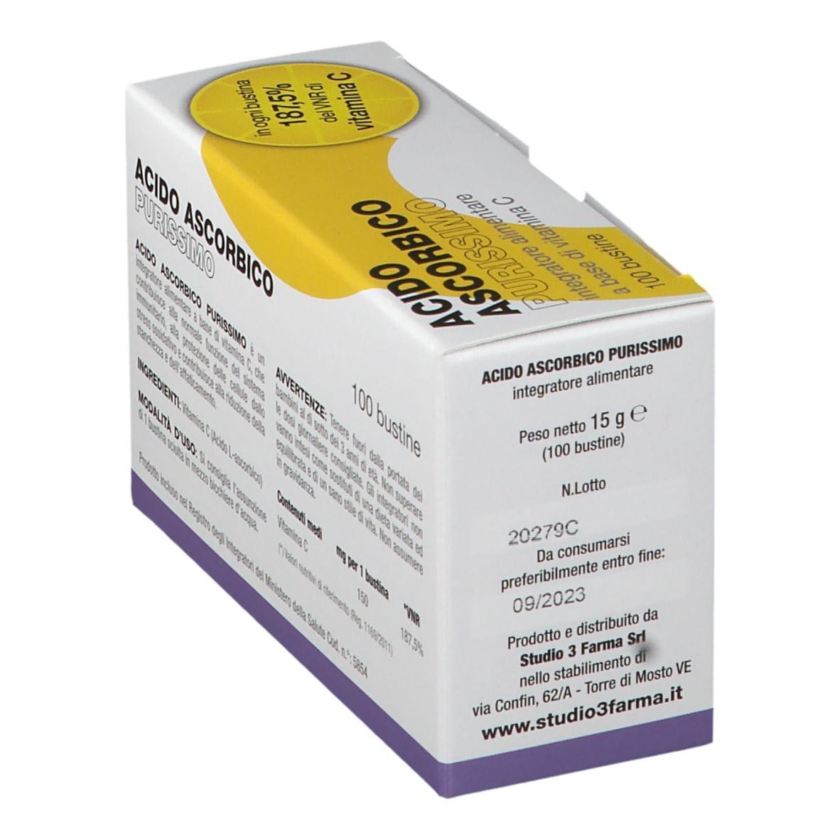 Integratore Acido Ascorbico Studio 3 Farma, 100 bustine
