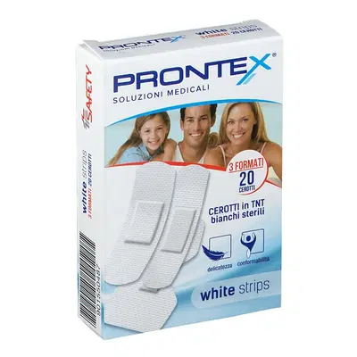 CEROTTO PRONTEX WHITE STRIPS IN TESSUTO NON TESSUTO BIANCO STERILE 3 FORMATI 20 PEZZI CEROTTO PRONTEX WHITE STRIPS IN TESSUTO NON TESSUTO BIANCO STERILE 3 FORMATI 20 PEZZI