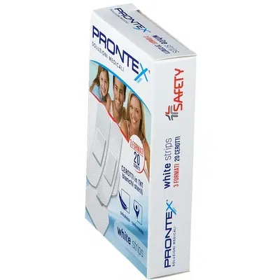CEROTTO PRONTEX WHITE STRIPS IN TESSUTO NON TESSUTO BIANCO STERILE 3 FORMATI 20 PEZZI CEROTTO PRONTEX WHITE STRIPS IN TESSUTO NON TESSUTO BIANCO STERILE 3 FORMATI 20 PEZZI