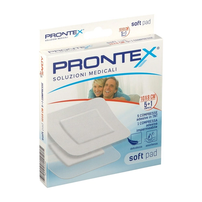 Garza Compressa Prontex Soft Pad 10 X8 Cm 6 Pezzi (5 Tnt + 1 Impermeabile Aqua Pad)
