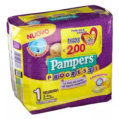 PAMPERS PROGRESSI NEWBORN PANNOLINO 1 2-5KG 28 PEZZI