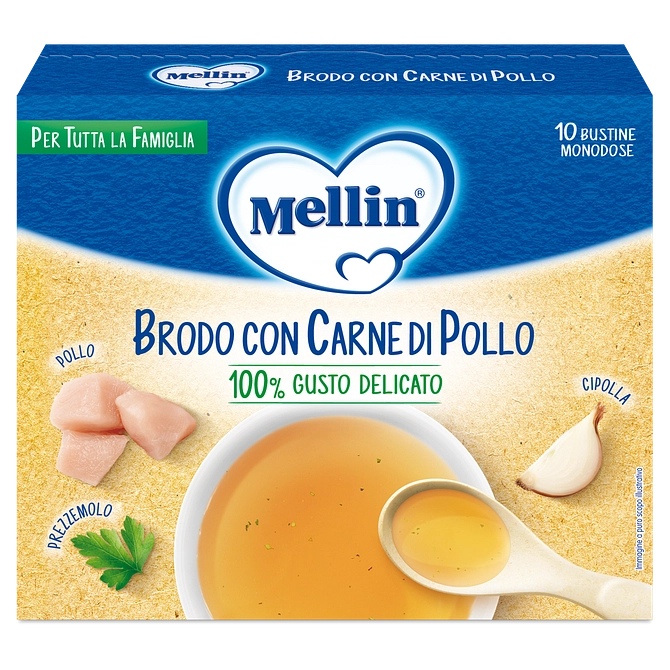 Mellin Brodo Carne Pollo 10 Bustine X 5 G