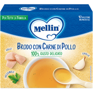 Brodo Mellin Carne Pollo per bambini, 10 bustine x 5g