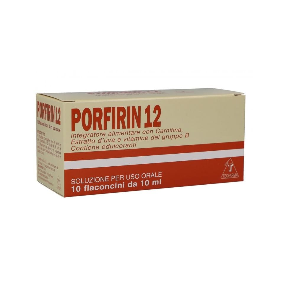 Integratore Porfirin 12 con Vitamine B e Carnitina, 10 fiale
