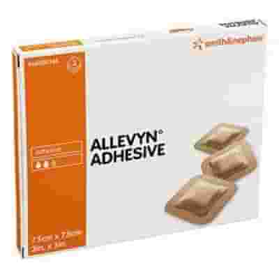 MEDICAZIONE IDROCELLULARE ADESIVA STERILE ALLEVYN ADHESIVE ALTAMENTE ASSORBENTE IN SCHIUMA DI POLIURETANO A STRUTTURA TRISTRATIFICATA 7,5X7,5CM 3 PEZZI