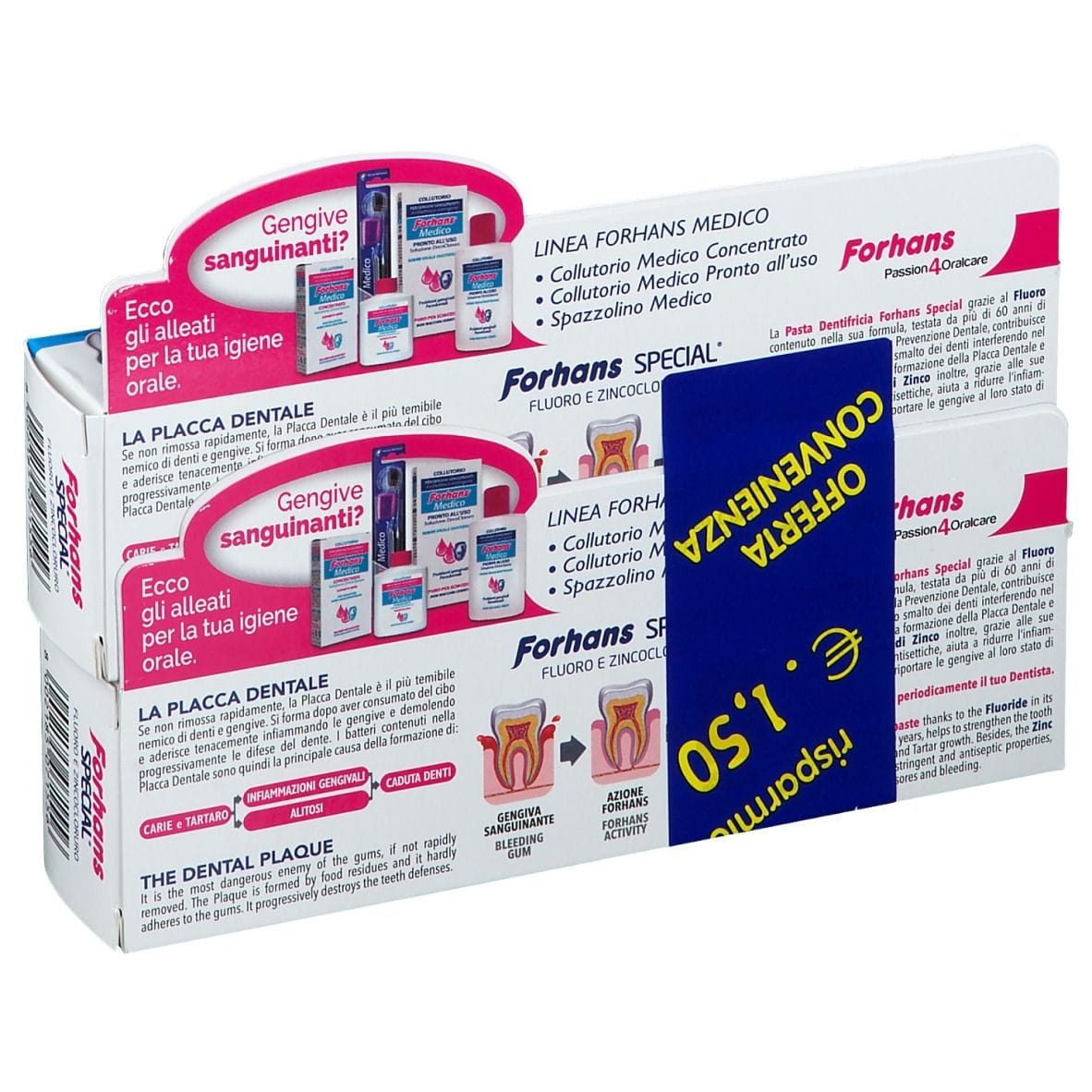 Dentifricio Forhans Special gengivario allo zinco, 2x75ml