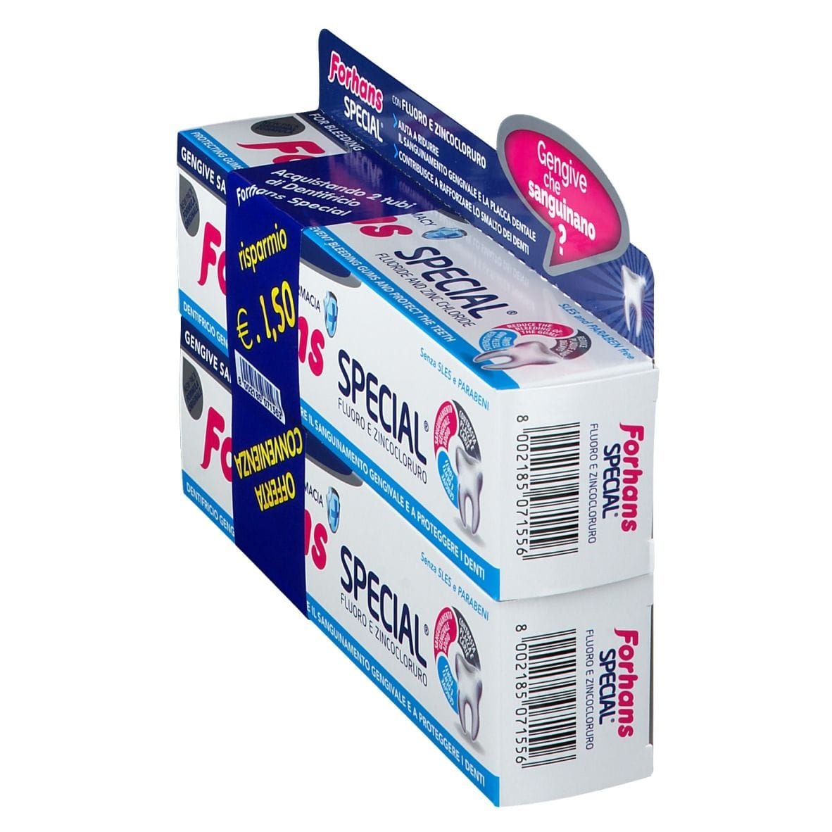 Dentifricio Forhans Special gengivario allo zinco, 2x75ml