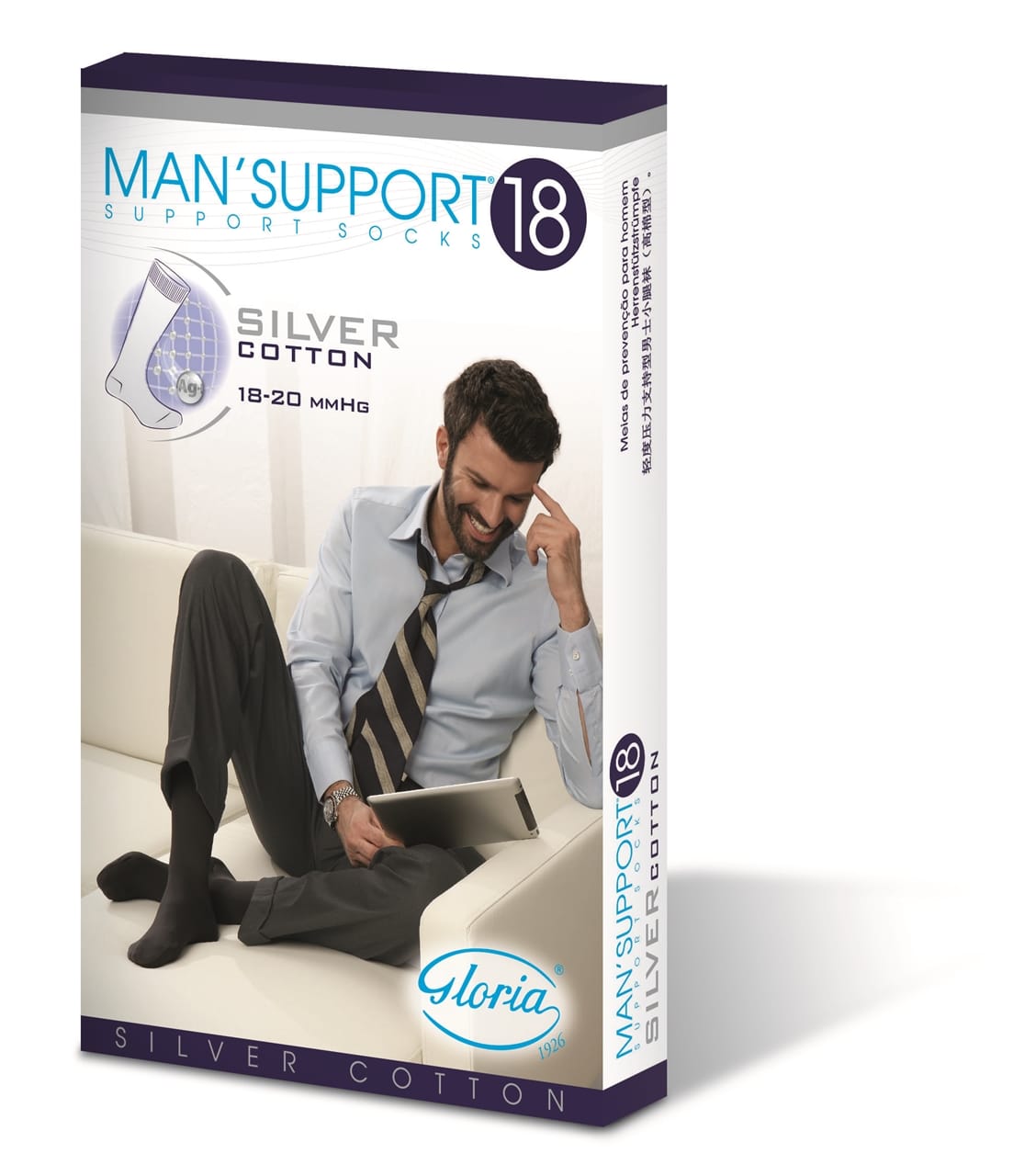 Gambaletto Man Support 18 Cotone, compressione 18-20 mmHg, bianco tg.5