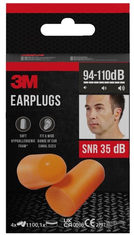Tappi auricolari monouso 3M 1100, 4 pezzi SNR 37dB