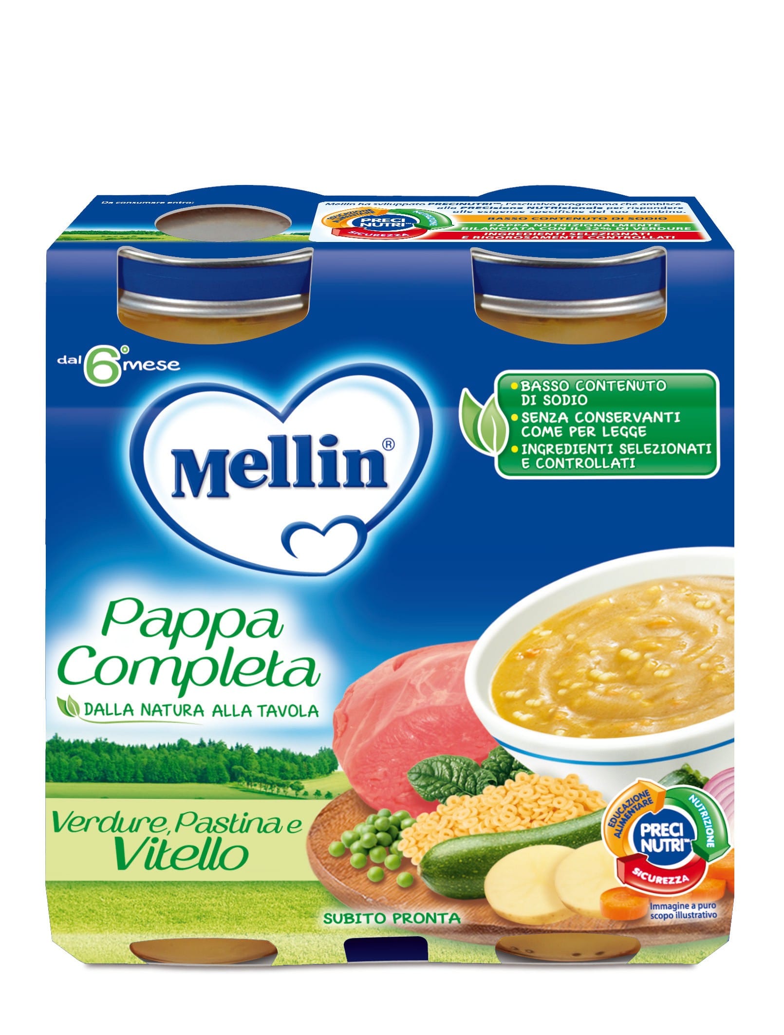 Mellin Pappa Completa Vitello per svezzamento, 2x250g