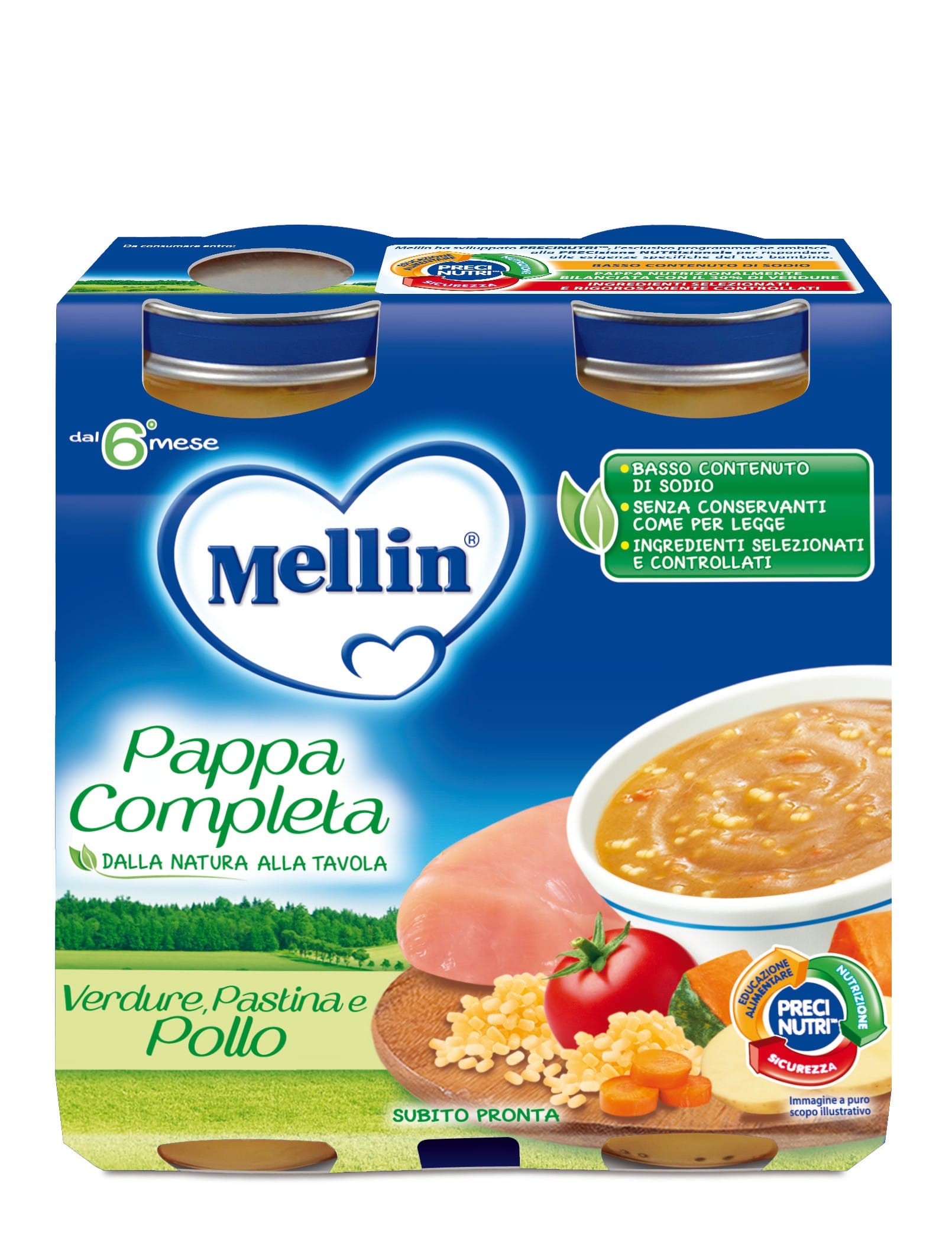 Pappa Completa Mellin Pollo per bambini, 250g x2 vasetti