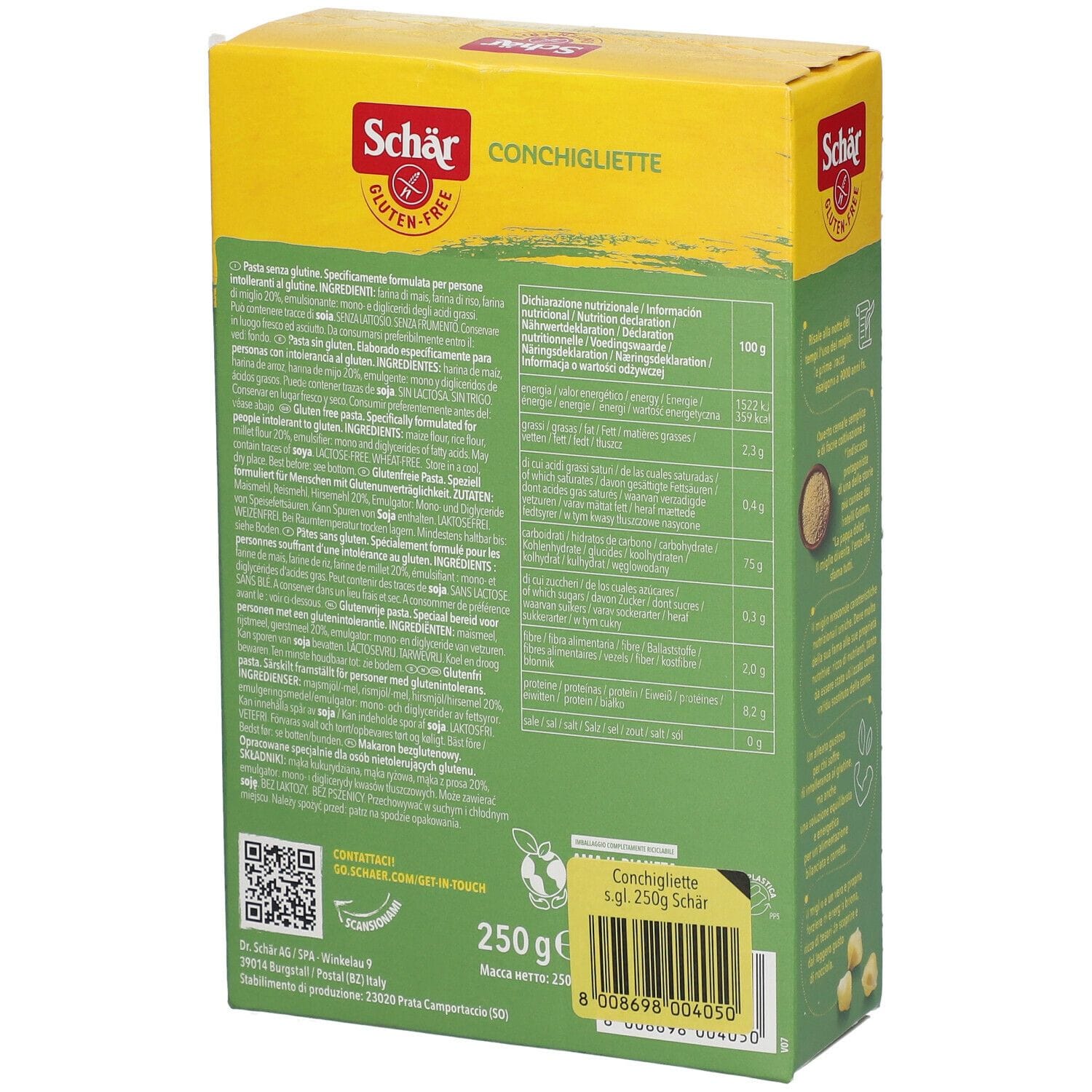 Pasta senza glutine Schär Conchigliette, 250g