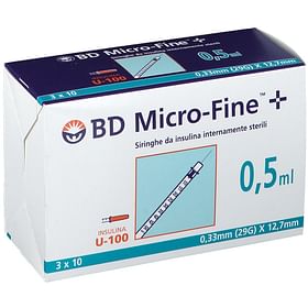 Siringa Insulina Becton Dickinson 0,5 Ml 100 Ui Ago Gauge 29 30 Pezzi
