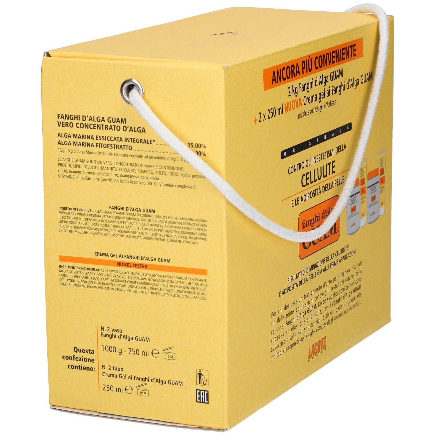 Kit Anticellulite Guam Fanghi d'Alga 2x1kg e Crema Gel 2x250ml
