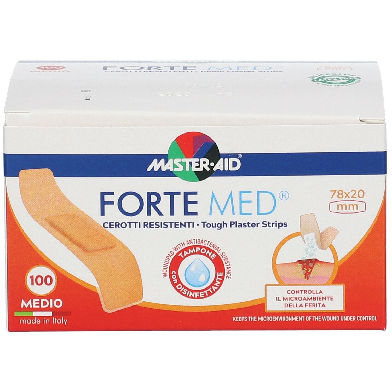 Cerotti Master-Aid Forte Med medi, 100 pezzi resistenti