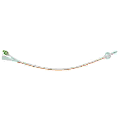 CATETERE FOLEY IN SILICONE TRASPARENTE A 2 VIE CON SCANALATURE LONGITUDINALI CON PALLONCINO 5-10ML DIAMETRO CH14 4,66MM LUNGHEZZA 40CM SAFETY COMFORT