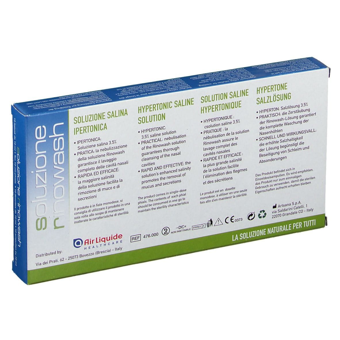 RINOWASH SOLUZIONE SALINA IPERTONICA PER PULIZIA NASO 10 FIALE RICHIUDIBILI X 10 ML