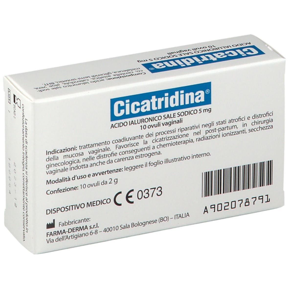 Ovuli vaginali Cicatridina per il benessere vaginale, 10 pz