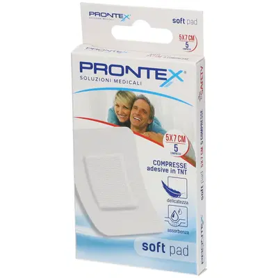 GARZA PRONTEX SOFT PAD COMPRESSA 5X7 CM 5 PEZZI GARZA PRONTEX SOFT PAD COMPRESSA 5X7 CM 5 PEZZI