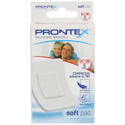 GARZA PRONTEX SOFT PAD COMPRESSA 5X7 CM 5 PEZZI GARZA PRONTEX SOFT PAD COMPRESSA 5X7 CM 5 PEZZI
