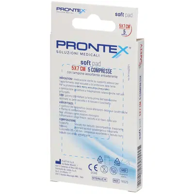 GARZA PRONTEX SOFT PAD COMPRESSA 5X7 CM 5 PEZZI GARZA PRONTEX SOFT PAD COMPRESSA 5X7 CM 5 PEZZI
