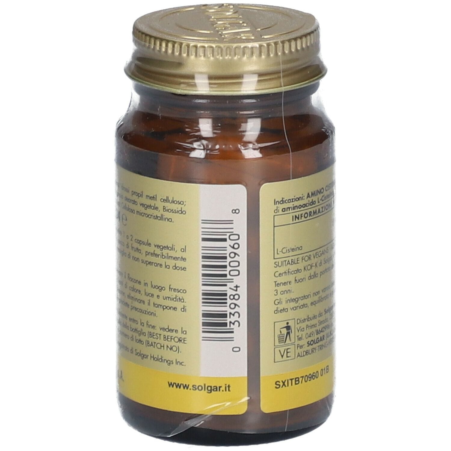 Integratore Solgar Amino Cisteina 500mg, 30 capsule vegetali