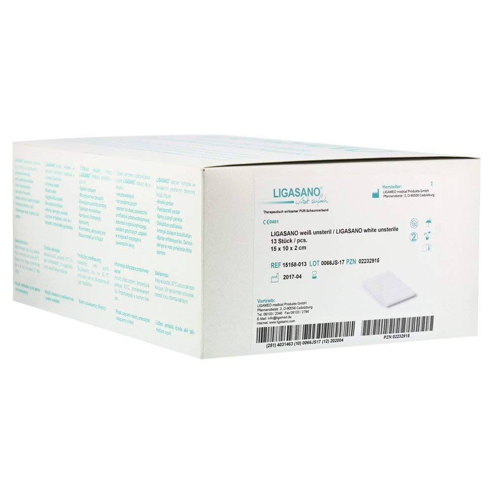 Medicazione assorbente Ligasano in poliuretano, 13 pezzi 15x10x2cm