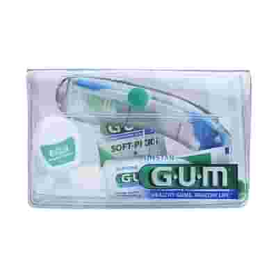 GUM TRAVEL KIT VIAGGIO 1 SPAZZOLINO PIEGHEVOLE GUM TRAVEL + 1 DENTIFRICIO VIAGGIO 12 ML + 1 ROCCHETTO FILO INTERDENTALE 10MT + 2 SCOVOLINI GOMMA GUM SOFT PICKS