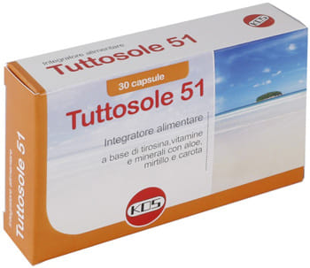 Integratore Tuttosole 51 KOS con tirosina e antiossidanti, 30 capsule