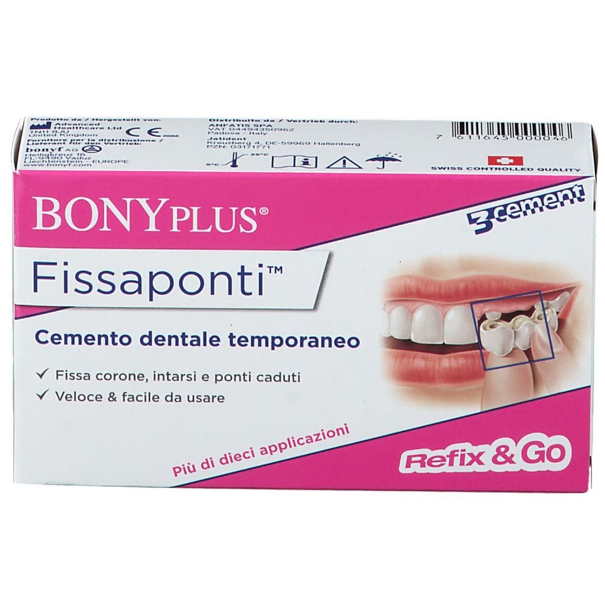 Cemento dentale Bonyplus per ponti e corone provvisorie