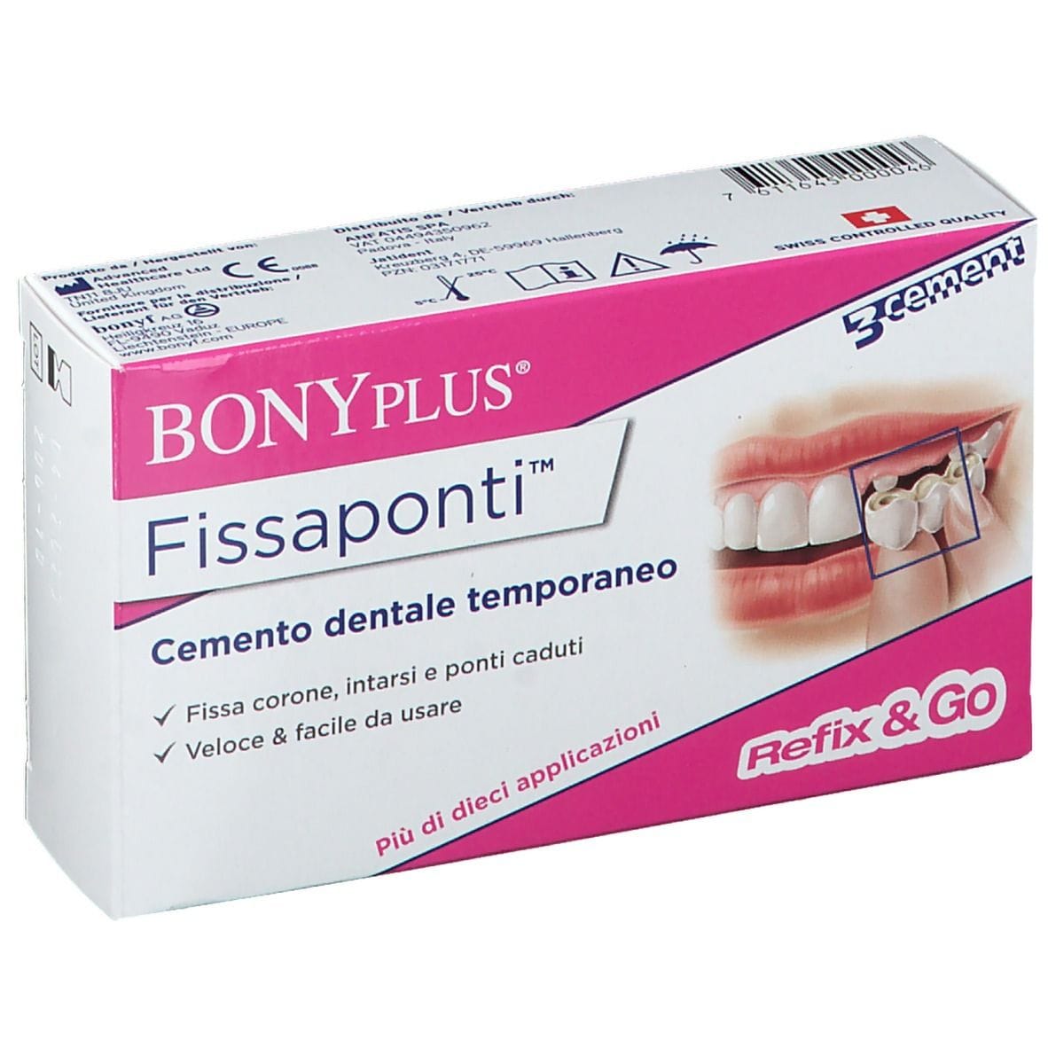 Cemento dentale Bonyplus per ponti e corone provvisorie