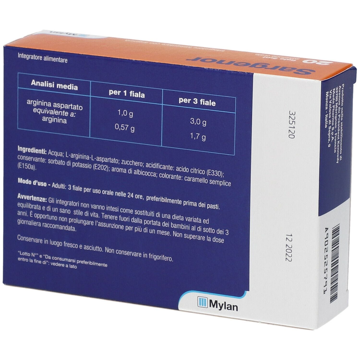 SARGENOR 20 FIALE 5 ML