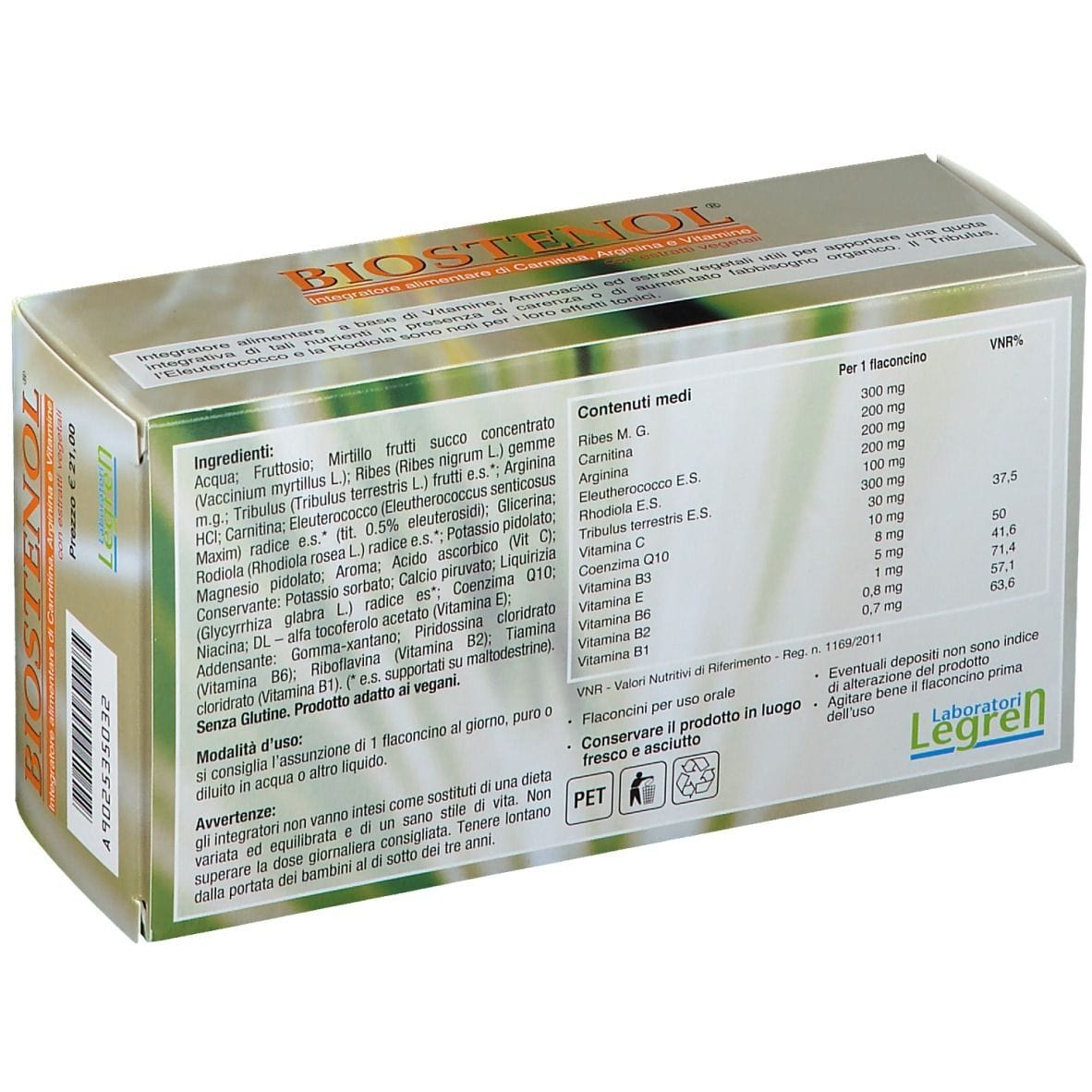 Integratore Biostenol tonico-energizzante, 10 flaconcini 15ml