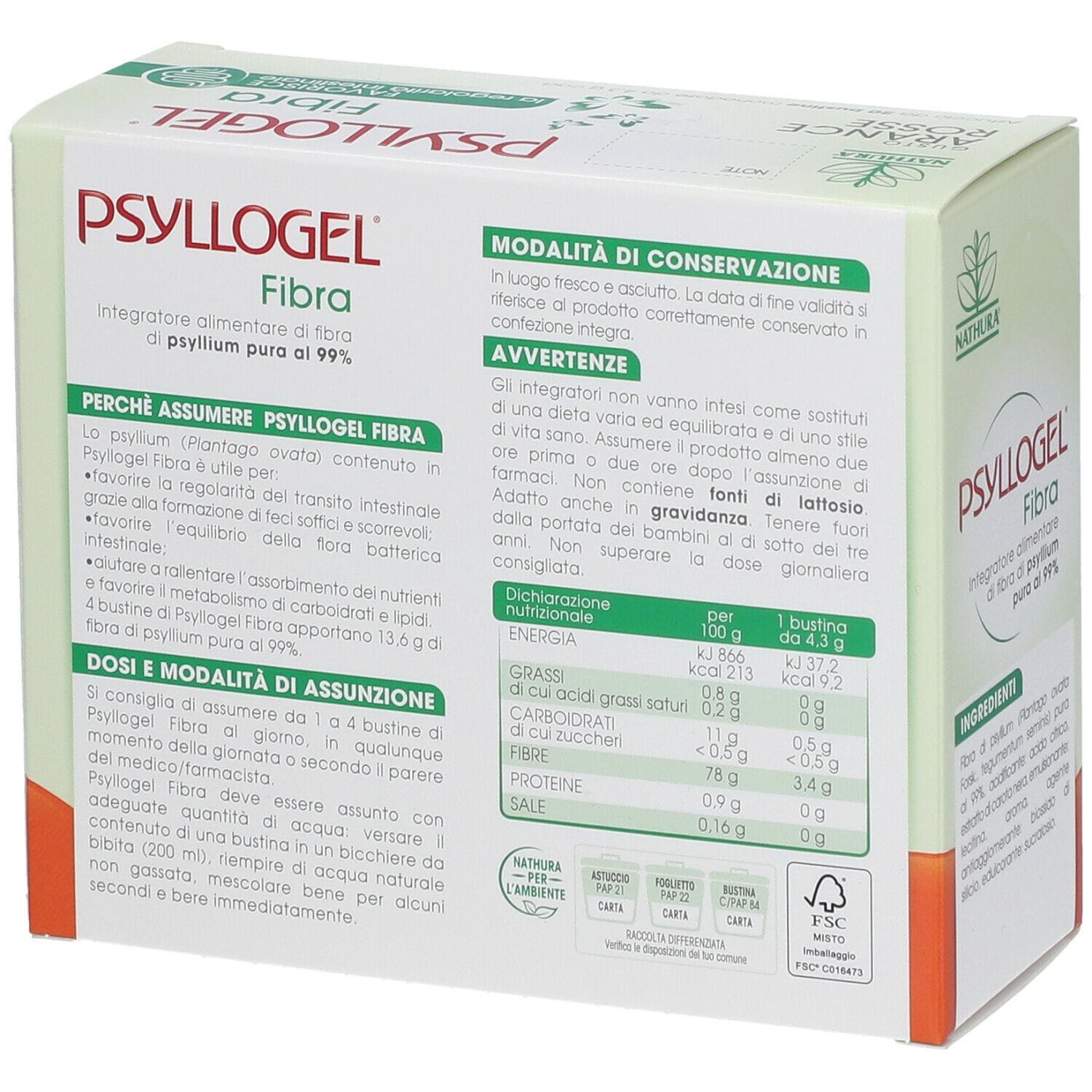 Integratore Psyllogel Fibra Arance Rosse, 20 bustine