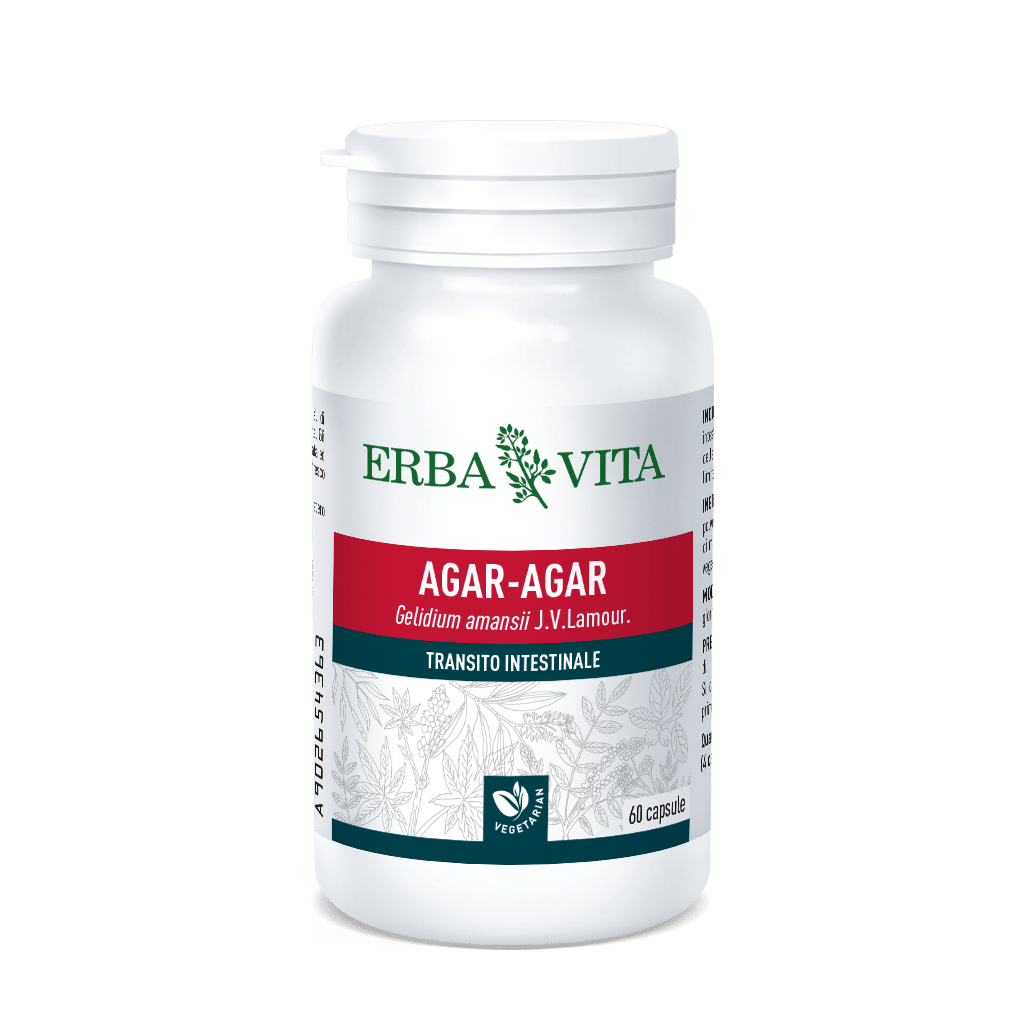 Integratore Agar Agar 500mg per il transito, 60 capsule
