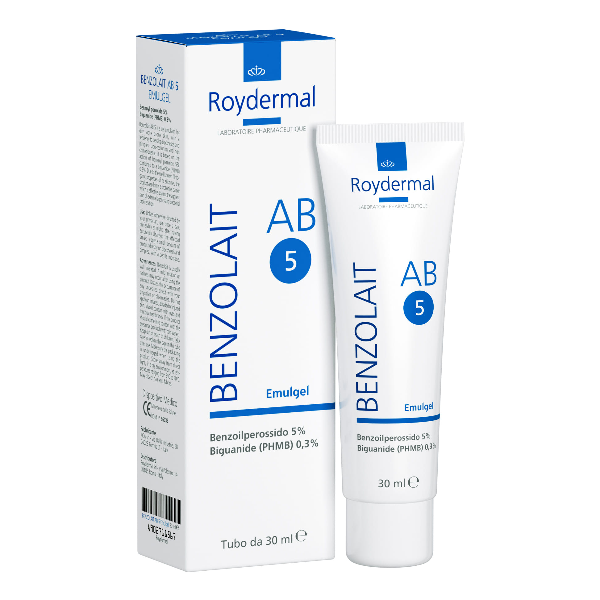 Emulgel Benzolait AB5 purificante per acne, 30ml