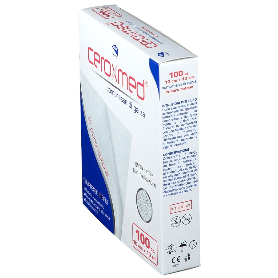 Garza Idrofila Ceroxmed in Cotone Sterile 10x10cm, 100 pz