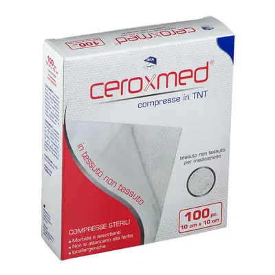 GARZA COMPRESSA IN TESSUTO NON TESSUTO CEROXMED 10X10 CM 100 PEZZI GARZA COMPRESSA IN TESSUTO NON TESSUTO CEROXMED 10X10 CM 100 PEZZI
