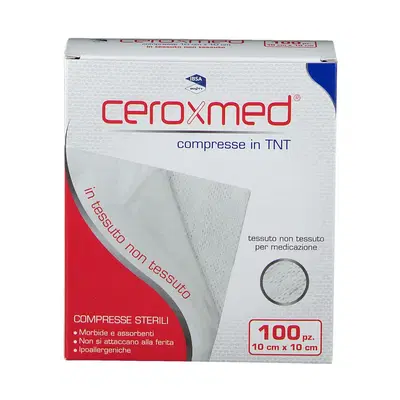 GARZA COMPRESSA IN TESSUTO NON TESSUTO CEROXMED 10X10 CM 100 PEZZI GARZA COMPRESSA IN TESSUTO NON TESSUTO CEROXMED 10X10 CM 100 PEZZI