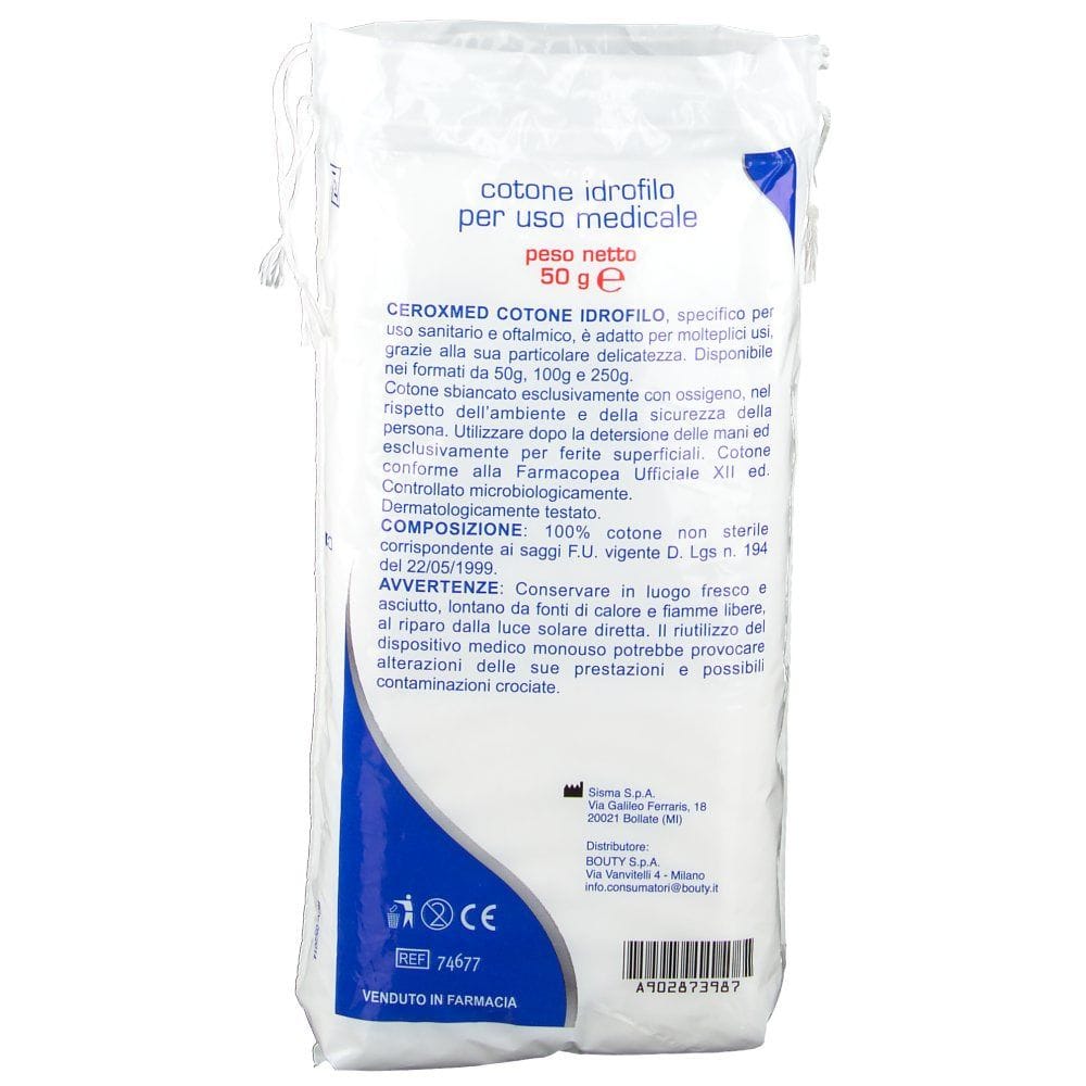 Cotone Idrofilo Ceroxmed 50g per uso sanitario e oftalmico