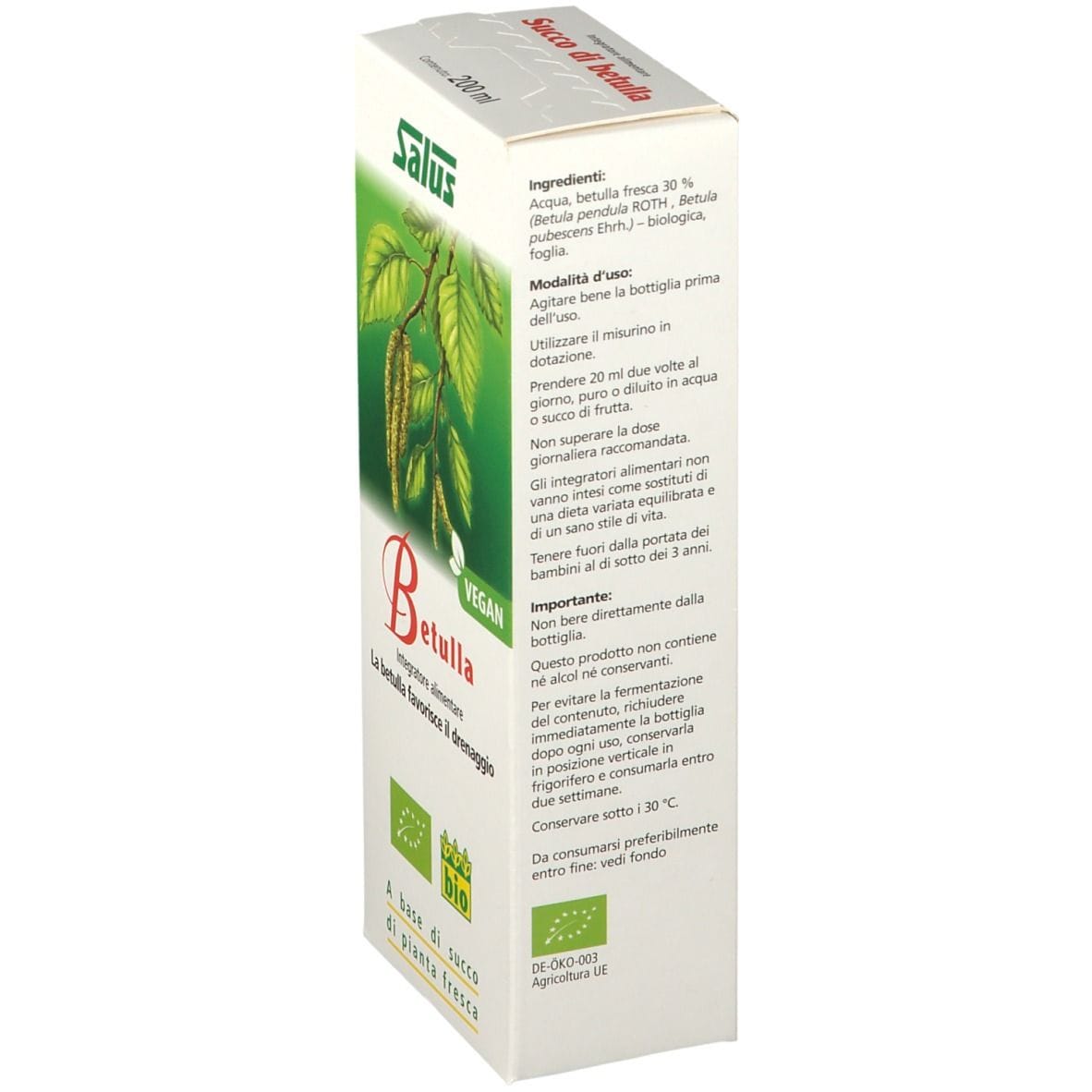 Succo di Betulla BIO 200ml per il drenaggio naturale