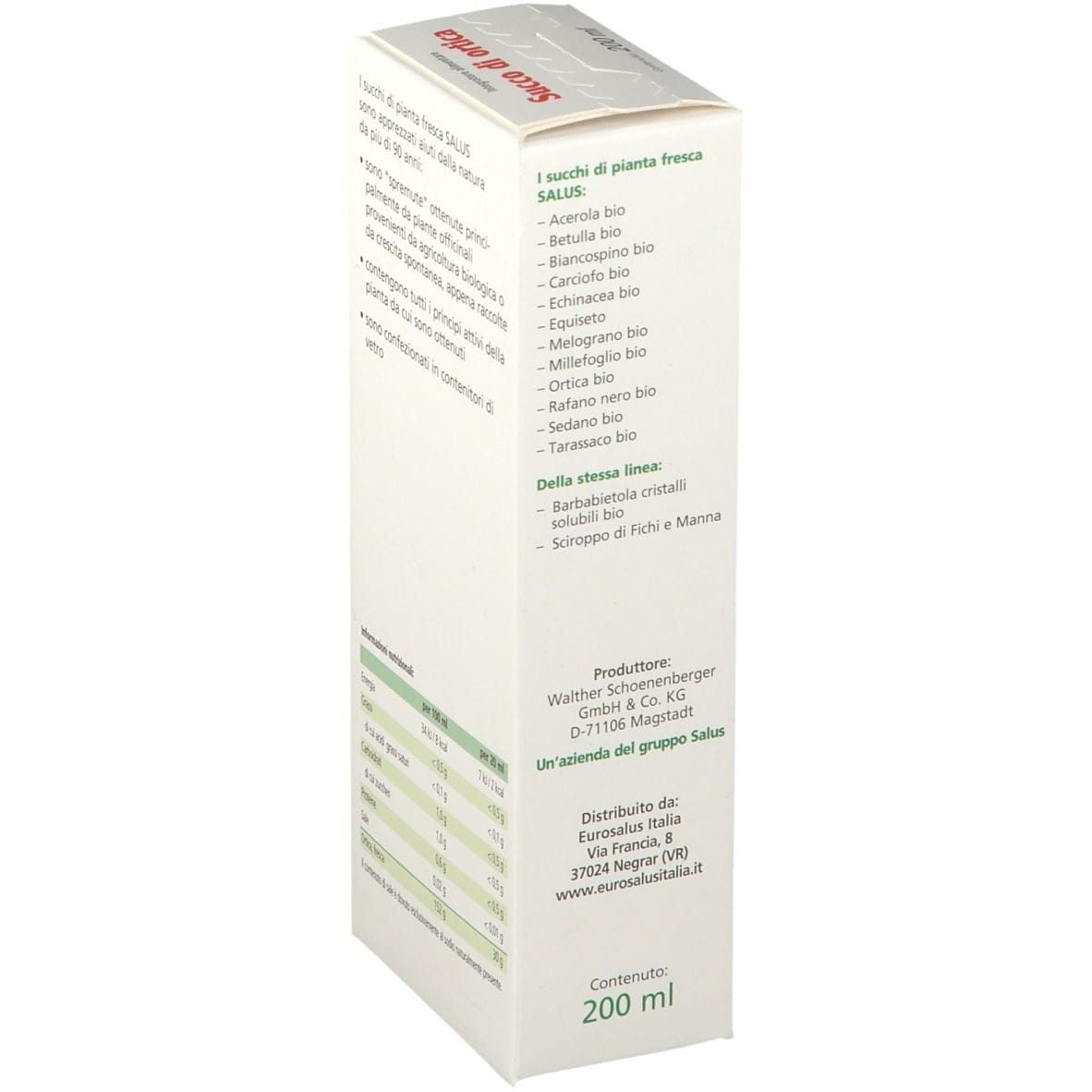 Succo di Ortica BIO Slaus per il drenaggio, 200ml