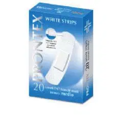 CEROTTO PRONTEX WHITE STRIPS IN TESSUTO NON TESSUTO BIANCO STERILE SCATOLA 20 CEROTTI MEDI CEROTTO PRONTEX WHITE STRIPS IN TESSUTO NON TESSUTO BIANCO STERILE SCATOLA 20 CEROTTI MEDI