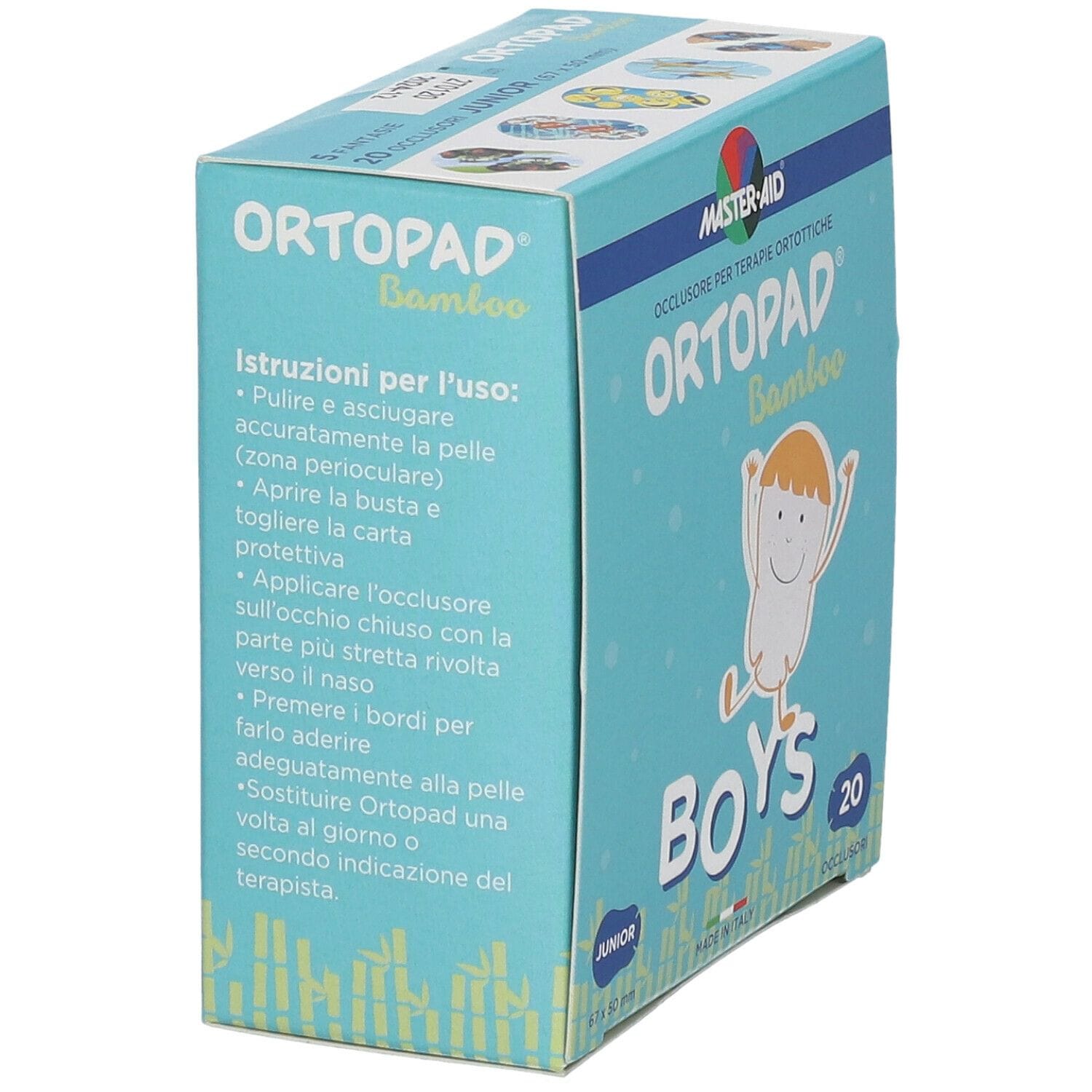 Cerotto Oculare Ortopad Boys per Ortottica, 20 Pezzi